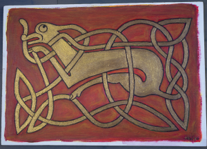 Celtic Dog, Acrylic on Wood